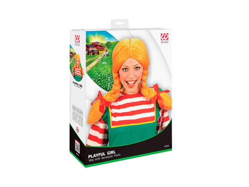 Peruka ruda dziewczynka z wyginanymi warkoczami