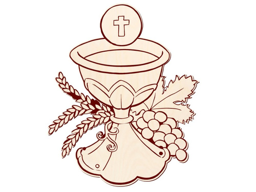 Dekoracja drewniana kielich na Komunię