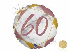 Balon foliowy na sześćdziesiątkę różowe złoto - 46 cm - 1 szt.