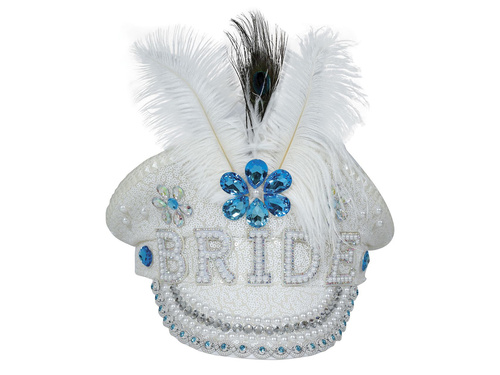 Czapka z kryształkami i piórami Bride - 1 szt.