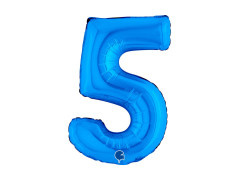 Balon foliowy cyfra 5 niebieski - 14" - 1 szt.