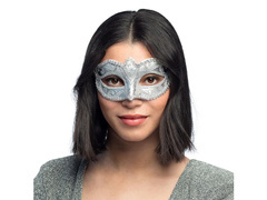 Maska karnawałowa srebrna - 1 szt.