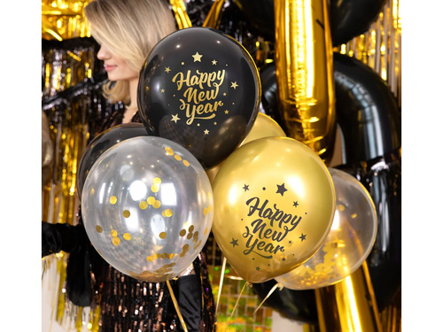 Balony lateksowe Happy New Year - 30 cm - 6 szt.