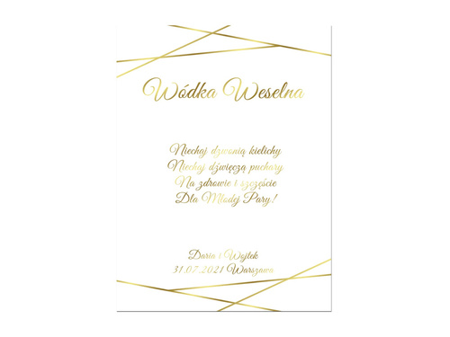 Etykiety personalizowane na butelkę z Wódką Weselną - 9 szt.