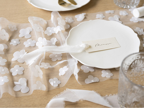 Dekoracja bieżnik na stół z kwiatami biały - 26 cm x 5 m - 1 szt.