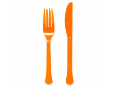 Sztućce plastikowe pomarańczowe - 24 szt.
