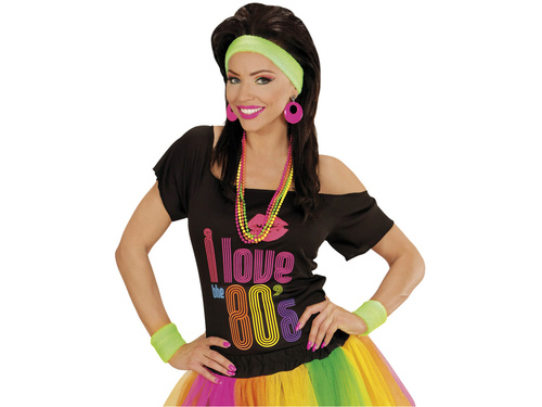 Opaski neonowe zielone Disco lata 80-te - 3 szt.