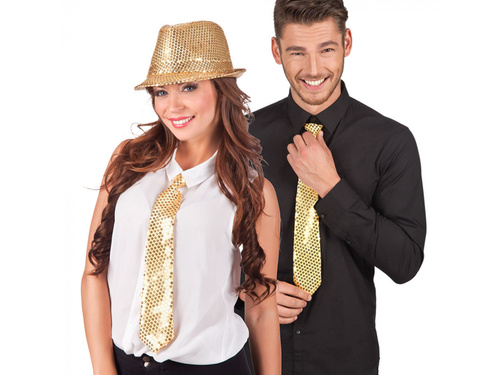 Krawat z cekinami złoty - 1 szt.