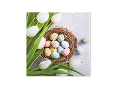 Serwetki wielkanocne Pisanki i tulipany - 33 cm - 20 szt.
