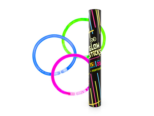 Świetliki łamane - fluorescencyjne - mix kolorów - 15 szt.