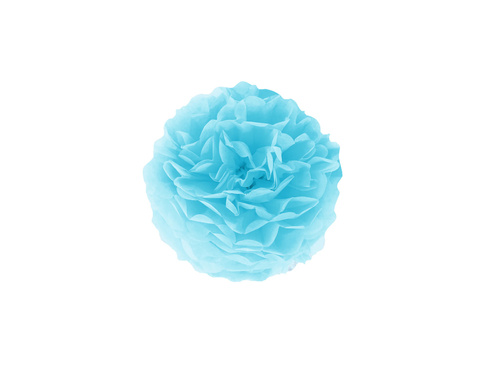 Dekoracja wisząca pompon kwiat - błękitny - 15 cm - 1 szt.