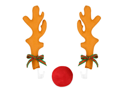 Dekoracja na samochód Rogi i nos renifera jasnobrązowe - 1 kpl.