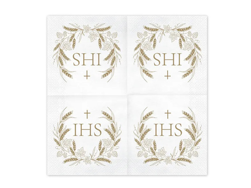 Serwetki komunijne IHS - 33 cm - 12 szt.