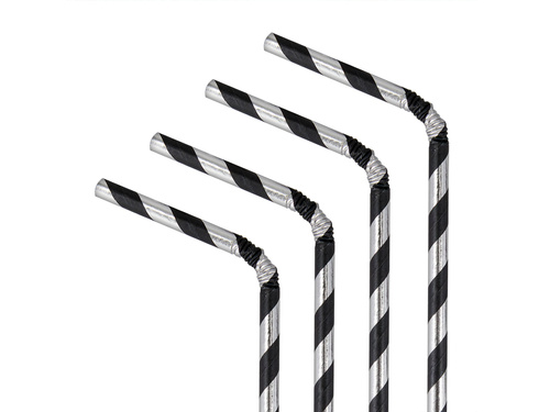 Słomki papierowe w paski - 19,5 cm - 10 szt.