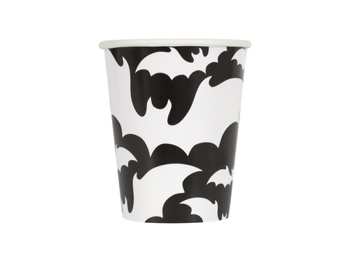Kubeczki papierowe na Halloween Nietoperze - 266 ml - 8 szt.