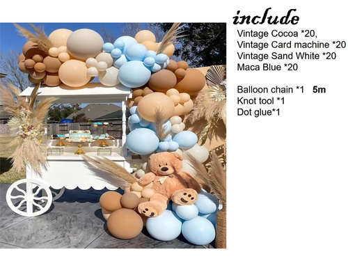 Zestaw balonów do girlandy balonowej brązowo-błękitny - 80 szt.