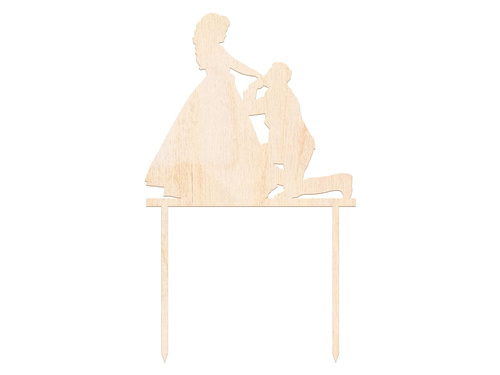 Topper drewniany na tort Młoda Para - 13 cm