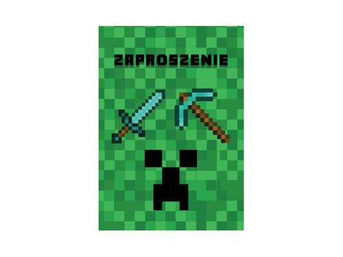 Zaproszenia personalizowane na urodziny Piksele - 8 szt.