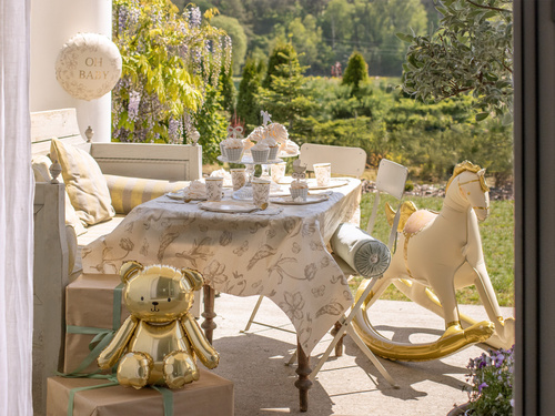 Balon foliowy stojący Miś - złoty - 43 x 53 cm - 1 szt.