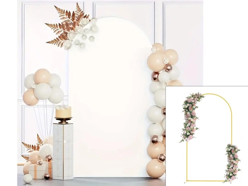 Zestaw stelaż z łukiem i białym pokrowcem -120x50 cm - 2 szt