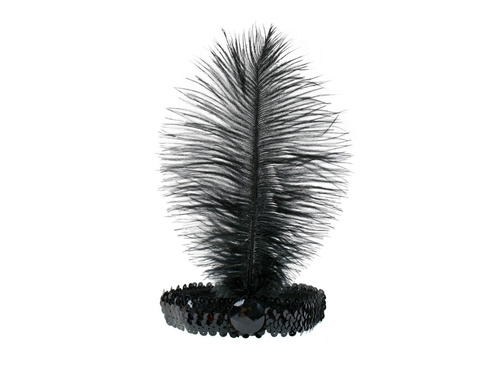 Opaska z piórem Retro czarna - 1 szt.