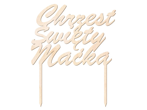 Topper drewniany na tort personalizowany Chrzest Święty - 1 szt.