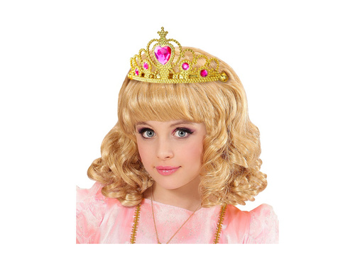 Złota tiara z różowymi klejnotami