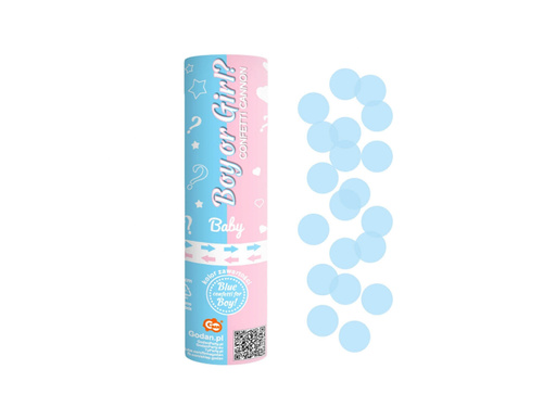 Tuba strzelająca Boy or Girl? z niebieskim konfetti - 15 cm - 1 szt.