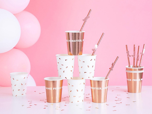 Kubeczki papierowe Same penis forever różowe złoto - 220 ml - 6 szt.