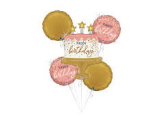 Bukiet balonów foliowych Tort Happy Birthday - 26" + 14" - 5 szt.