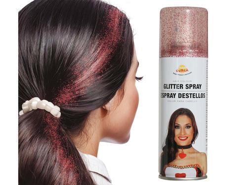 Zmywalny pastelowy spray do włosów 125 ml - brokatowy czerwony