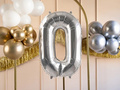 Balon foliowy cyfra 0 srebrna - 72 cm - 1 szt.