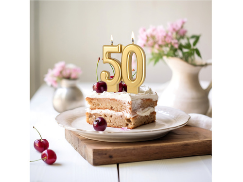 Świeczka na 50-tkę złota - 7,7 cm - 1 szt.