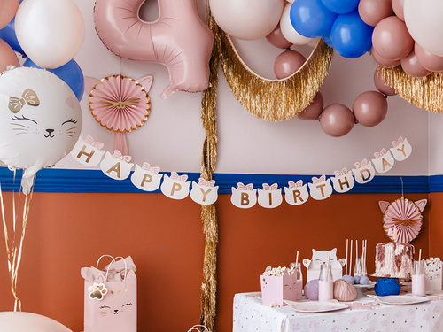 Baner urodzinowy Happy Birthday Kotki - 280 x 12 cm - 1 szt.