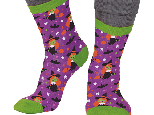 Halloweenowe skarpetki dla dorosłych Wiedźma - 1 para