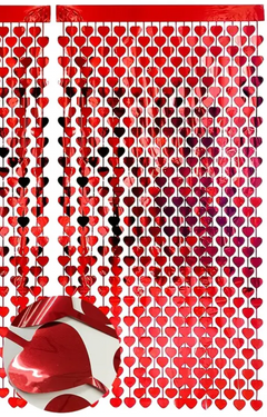 Kurtyna Serca czerwona - 100 x 200 cm - 1 szt.