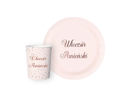 Zestaw kubeczki + talerzyki papierowe Wieczór panieński - 12 szt.