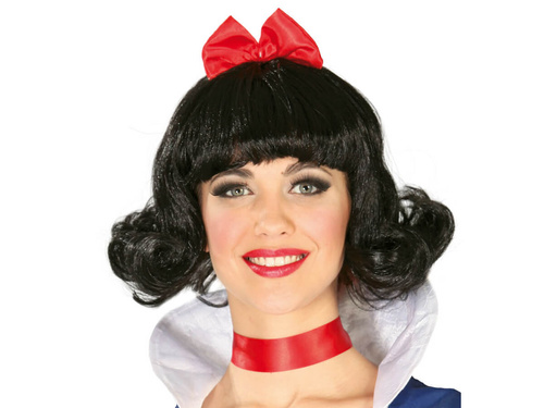 Czarna peruka z kokardką - 1 szt.