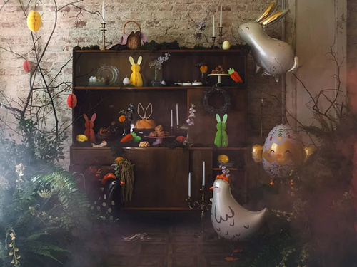 Dekoracja wisząca rozetka Króliczek różowy - 30 cm - 1 szt.