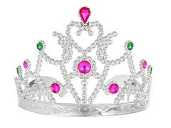 Tiara diadem księżniczki srebrny z kamykami - 1 szt..