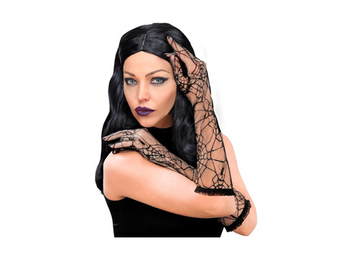 Czarne rękawiczki z pajęczyną