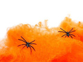 Sieć pajęcza pomarańczowa z 2 pająkami - Pajęczyna Halloween - 60 g.