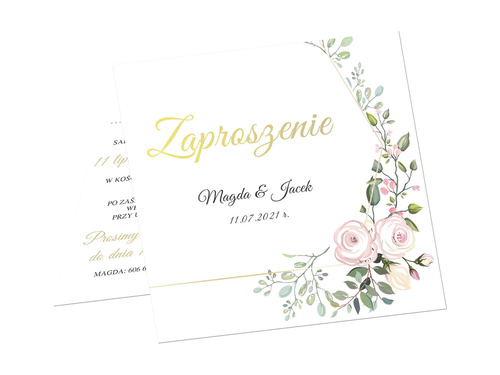 Zaproszenie personalizowane na ślub z kopertą - 6 szt.