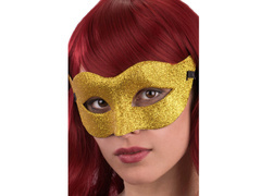 Maska karnawałowa złota z brokatem - 1 szt.