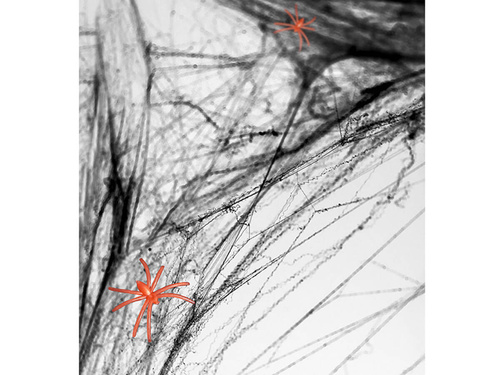 Sieć pajęcza czarna z 2 pająkami - Pajęczyna Halloween - 60 g.