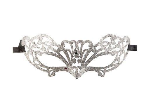 Brokatowa maska karnawałowa srebrna - 1 szt.