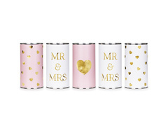 Puszki dekoracyjne weselne - 14 x 7 cm - 5 szt.