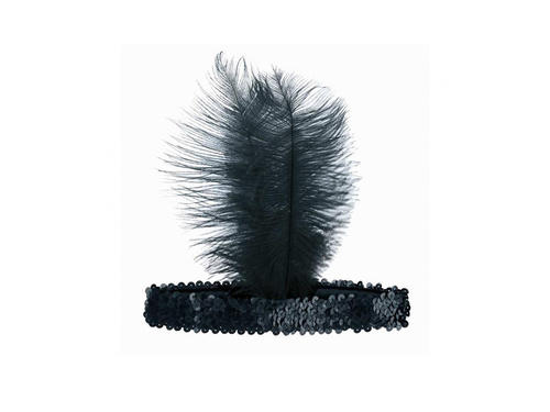 Opaska z piórem Retro czarna - 1 szt.