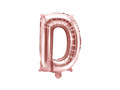 Balon foliowy litera "D" różowo-złota - 35 cm