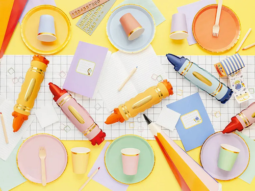 Talerzyki papierowe urodzinowe Pastelowe - 21 cm - 6 szt.